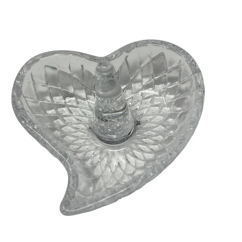 Studio Crystal Heart Ring Holder Fine Crystal Jewelry Dish Studio Silversmiths